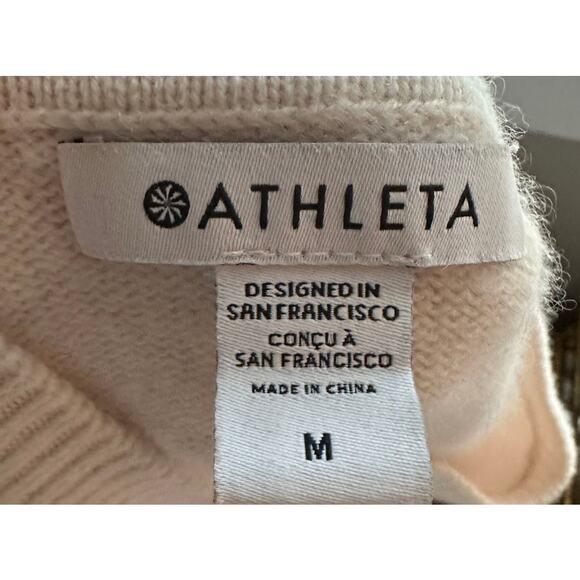 ATHLETA Women's Cut Ecru Merino Wool Cashmere Blend Crew Neck Sweater Size M - Picture 6 of 8